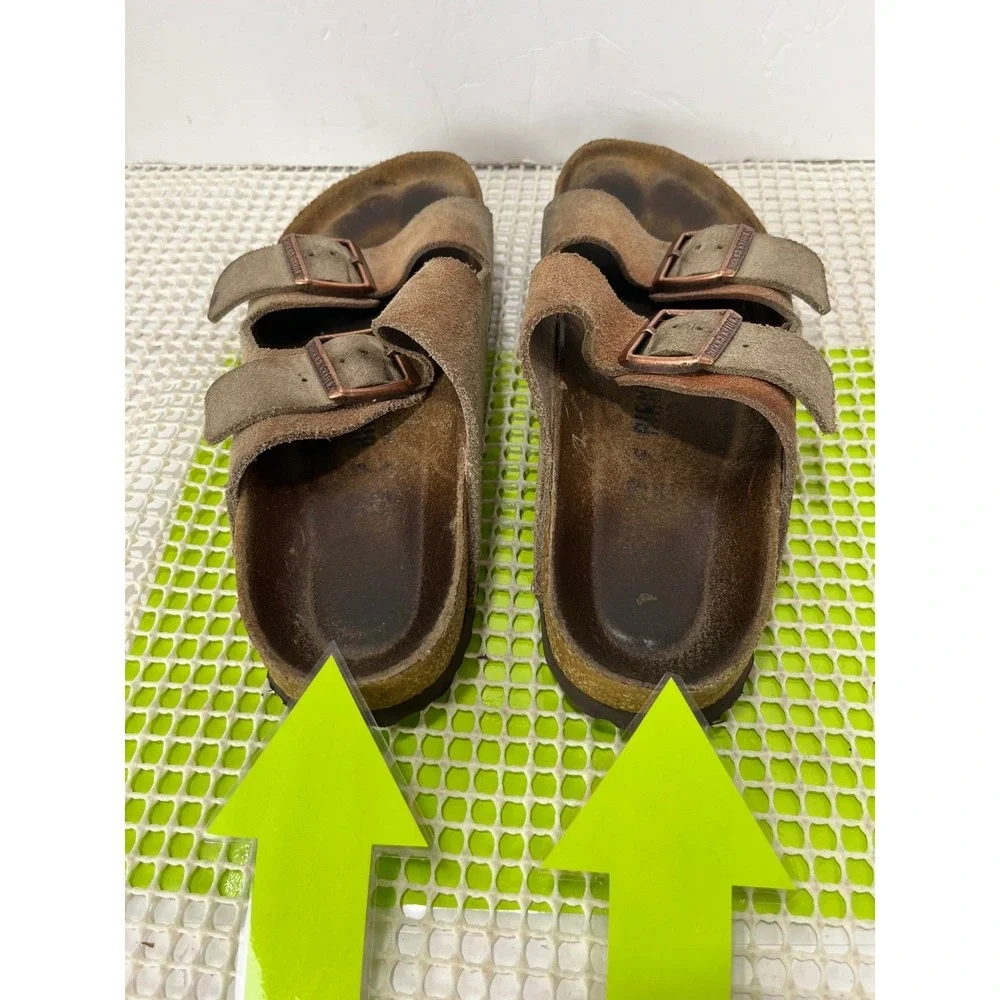 Birkenstock Suede Double Buckle Sandals in Olive Green and Brown